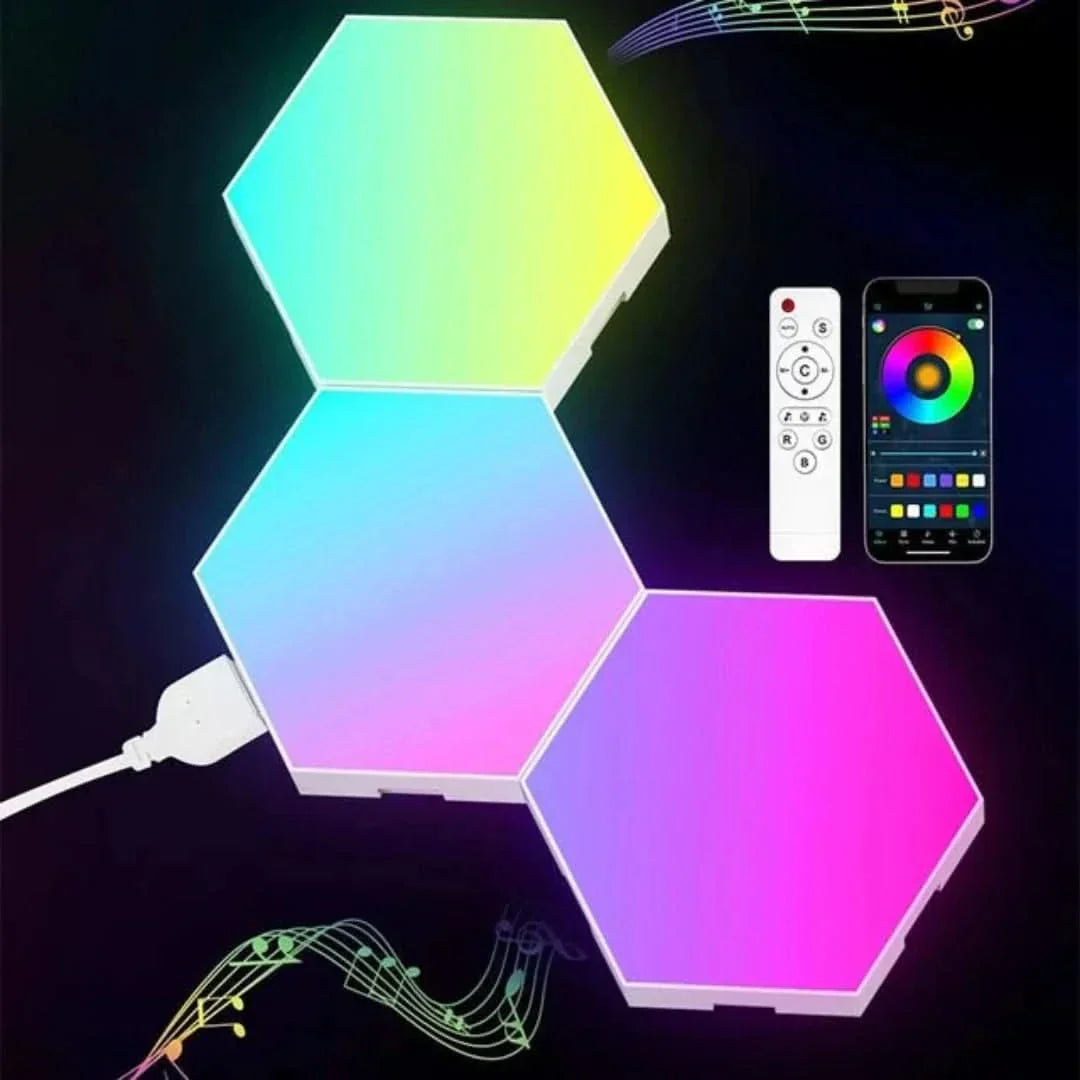 Interaktive Sechseckige LED-Panels mit RGB-Farbsteuerung und Musik-Synchronisation