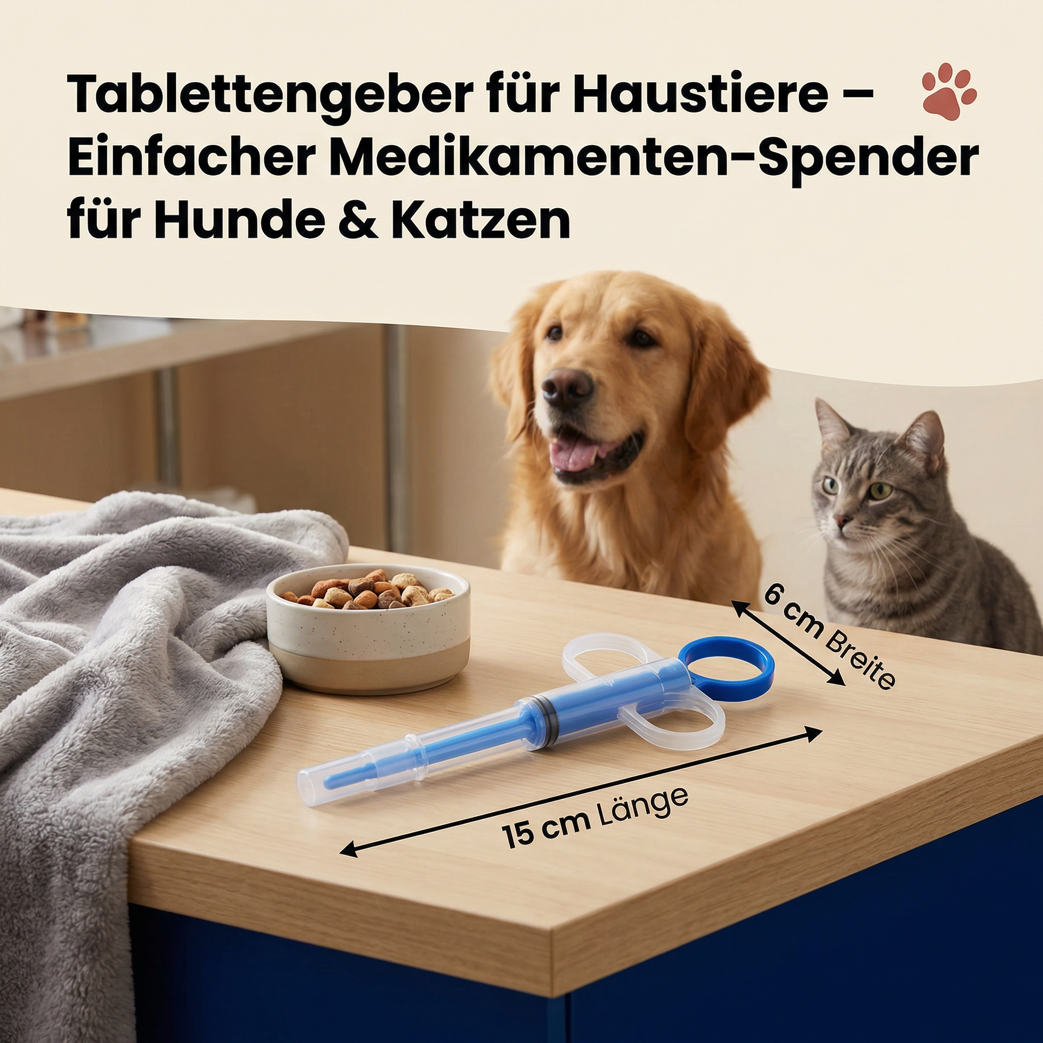 Tablettengeber für Haustiere – Einfacher Medikamenten-Spender für Hunde & Katzen
