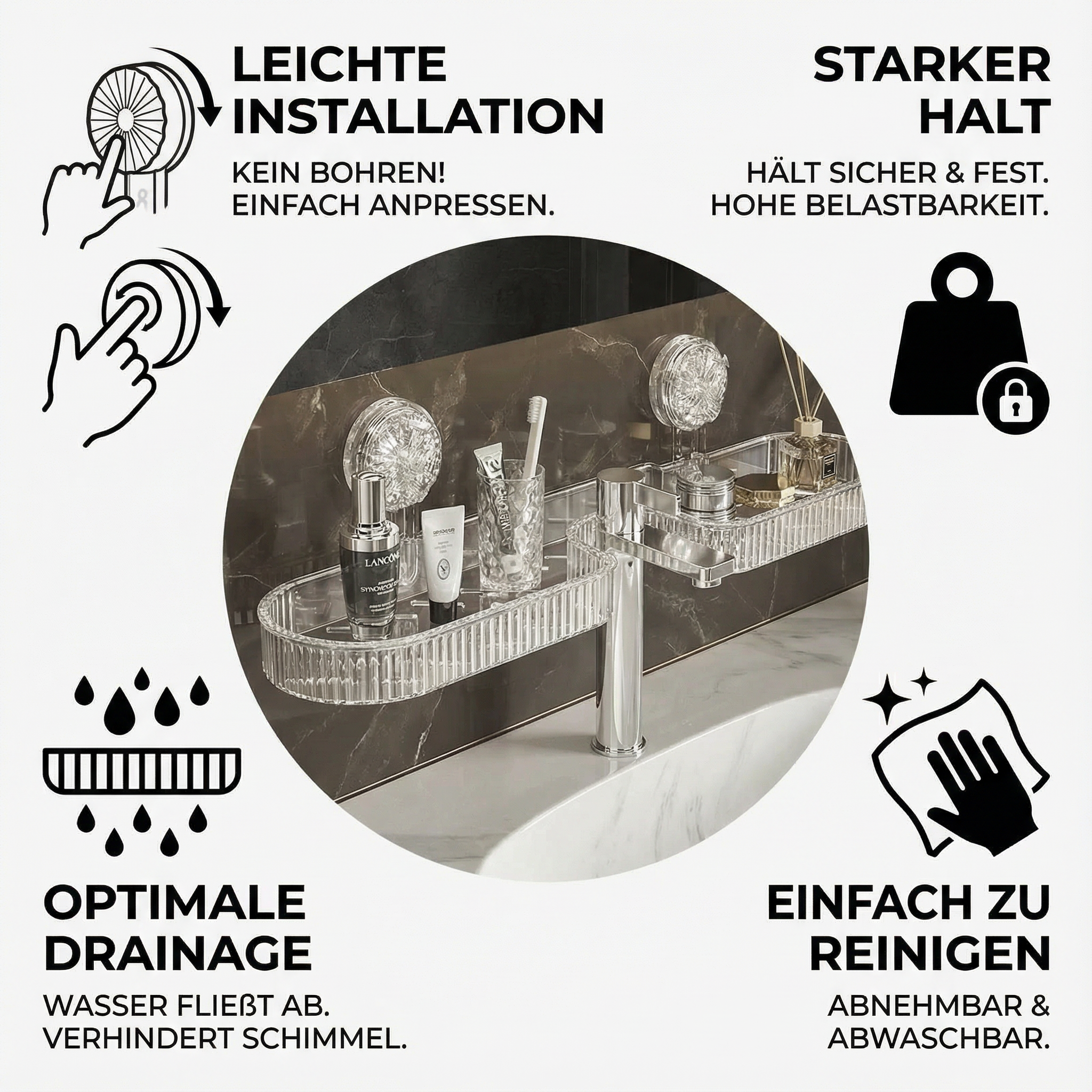 Saugnapf Waschbecken Ablage