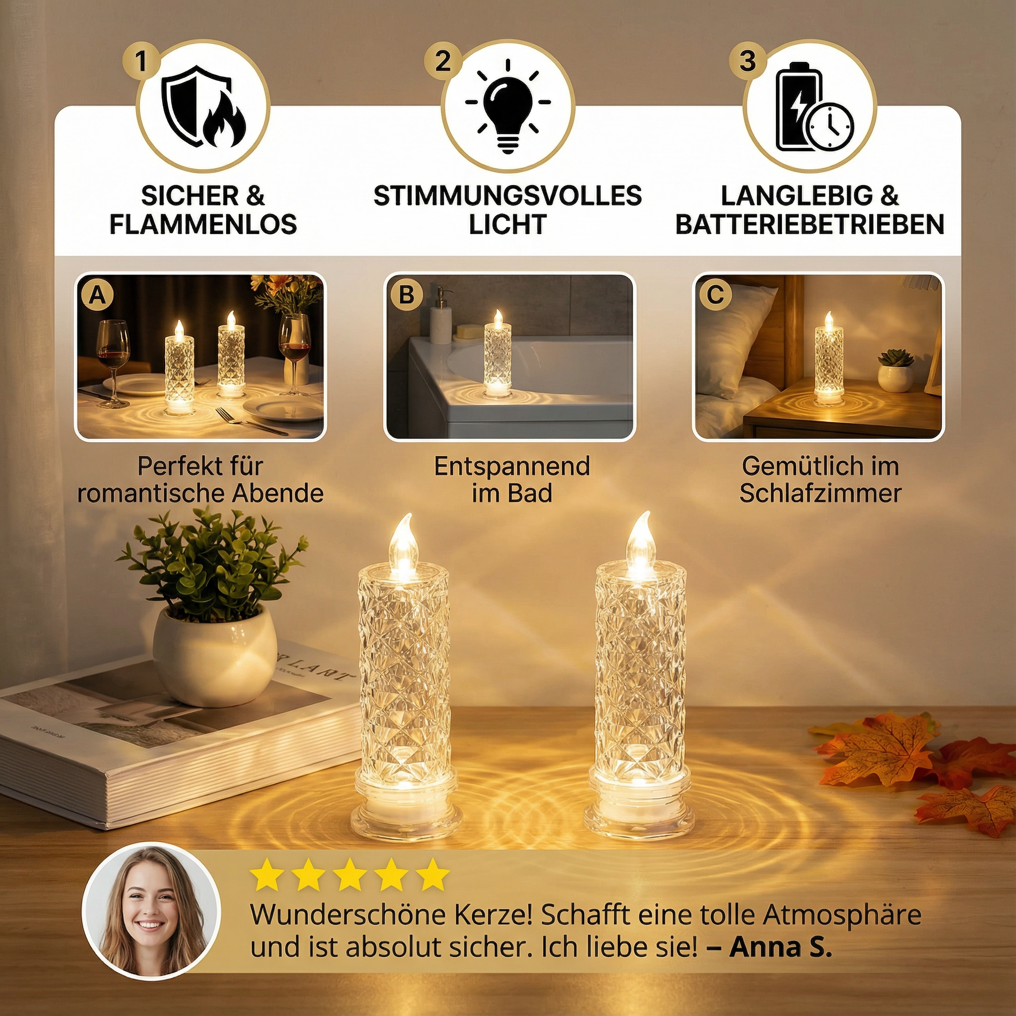 LED Kristall Kerzen Licht