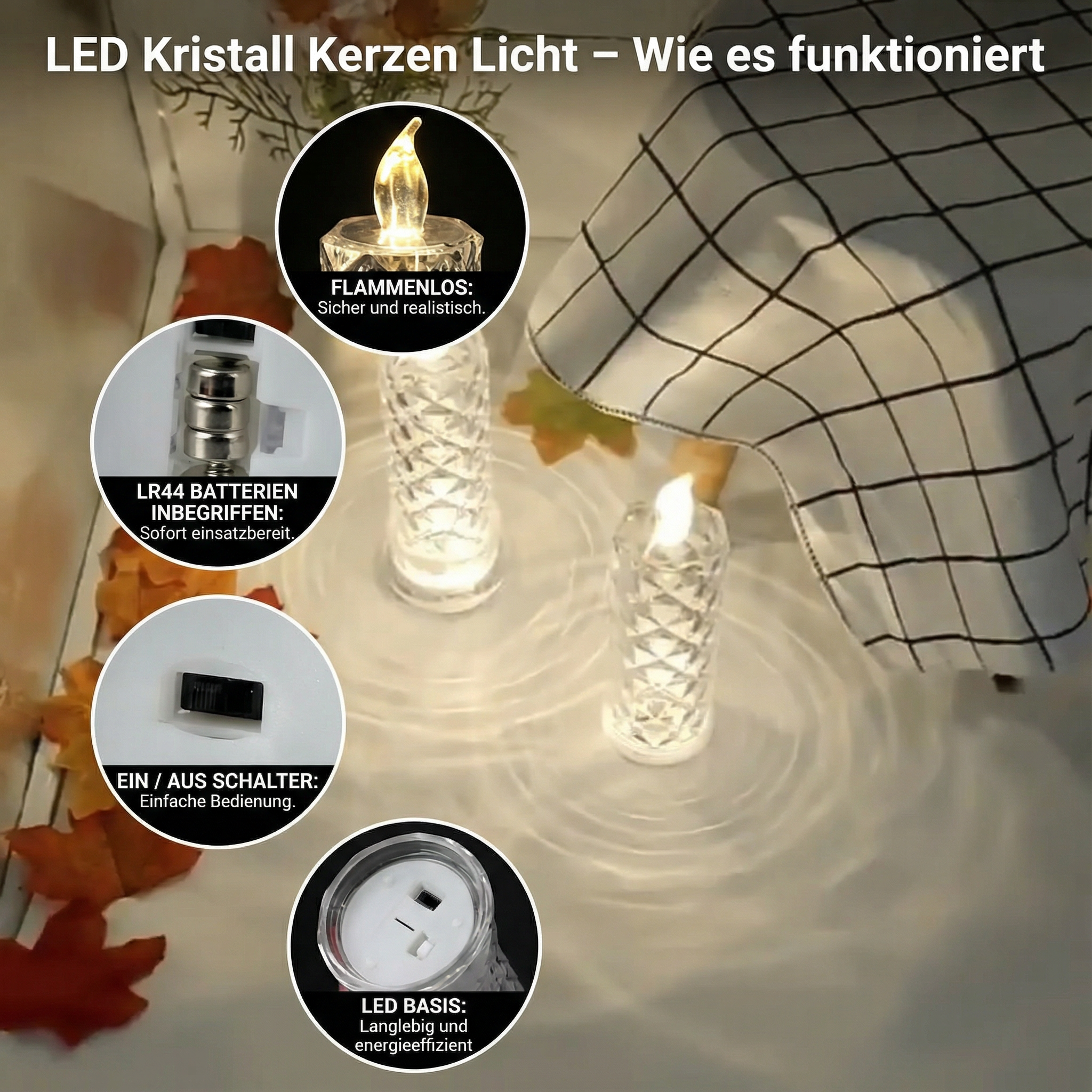 LED Kristall Kerzen Licht