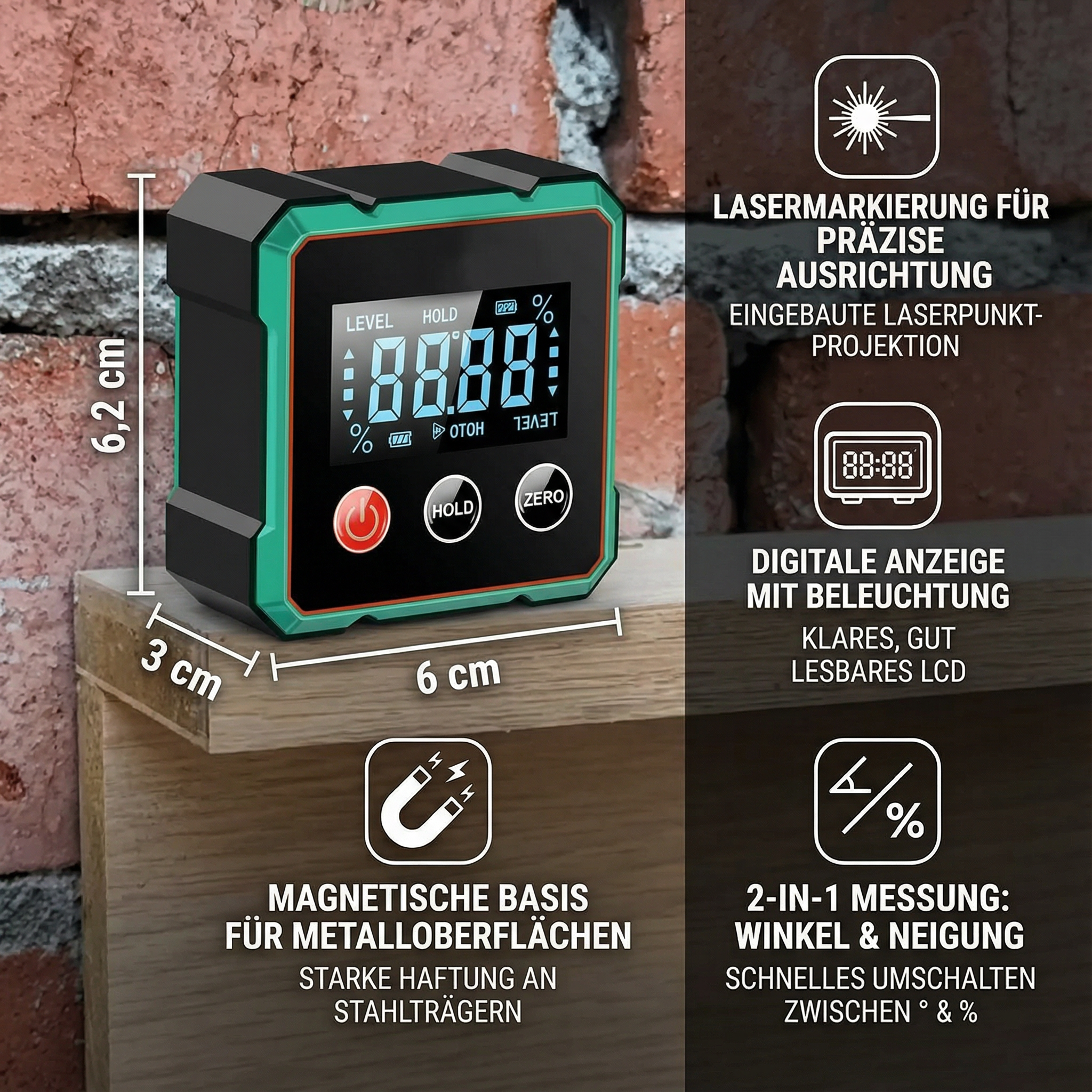 2in1 Digitaler Laser-Neigungsmesser