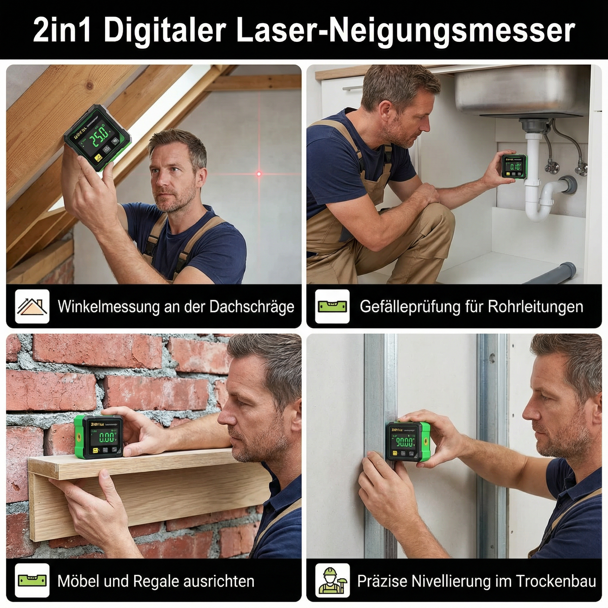 2in1 Digitaler Laser-Neigungsmesser