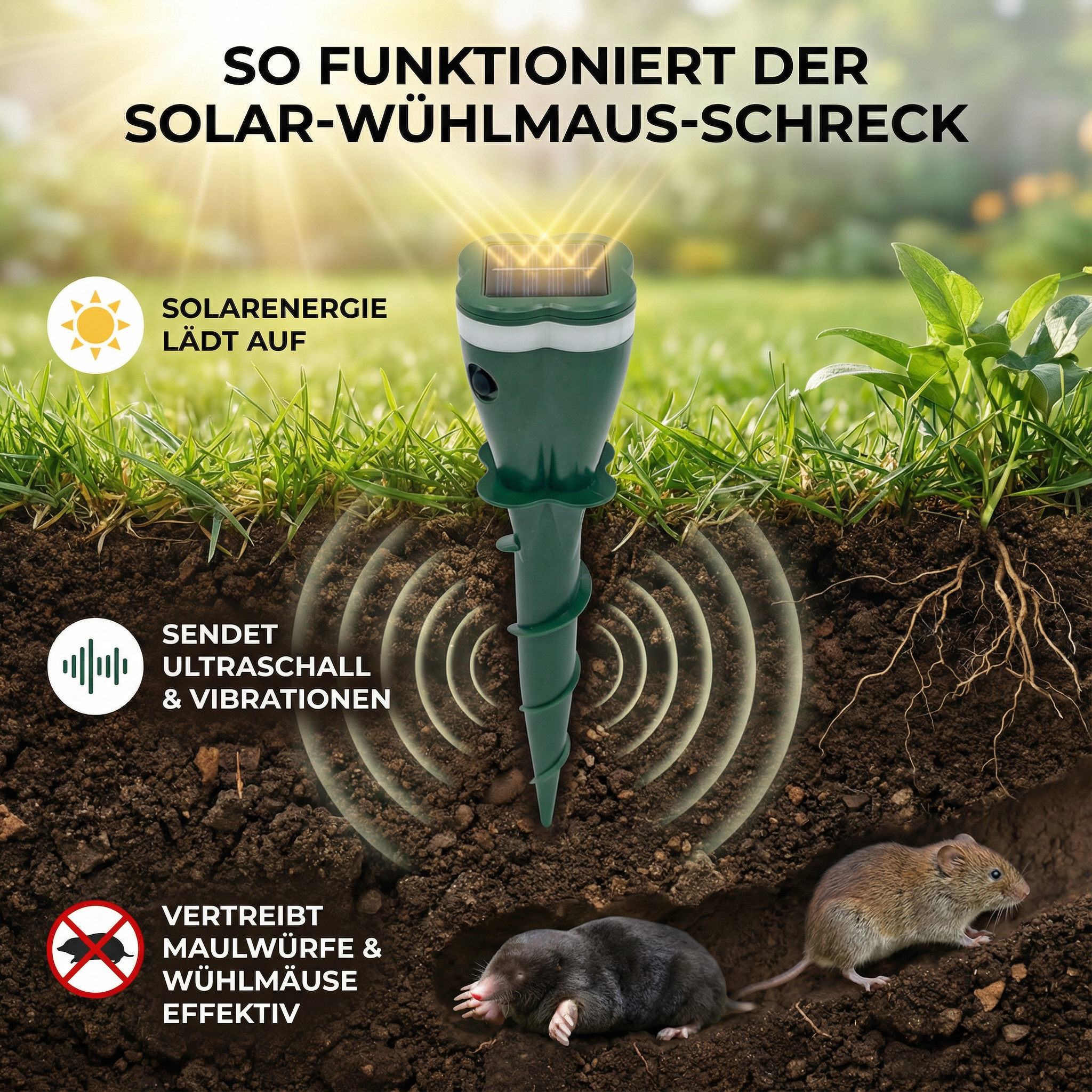 Solar Ultraschall Tier- und Insektenabwehrgerät