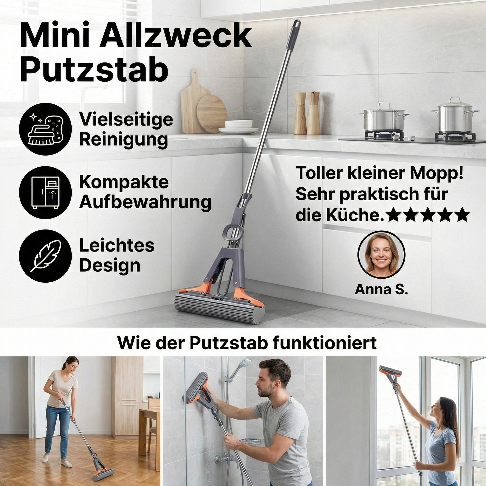 Mini Allzweck Putzstab