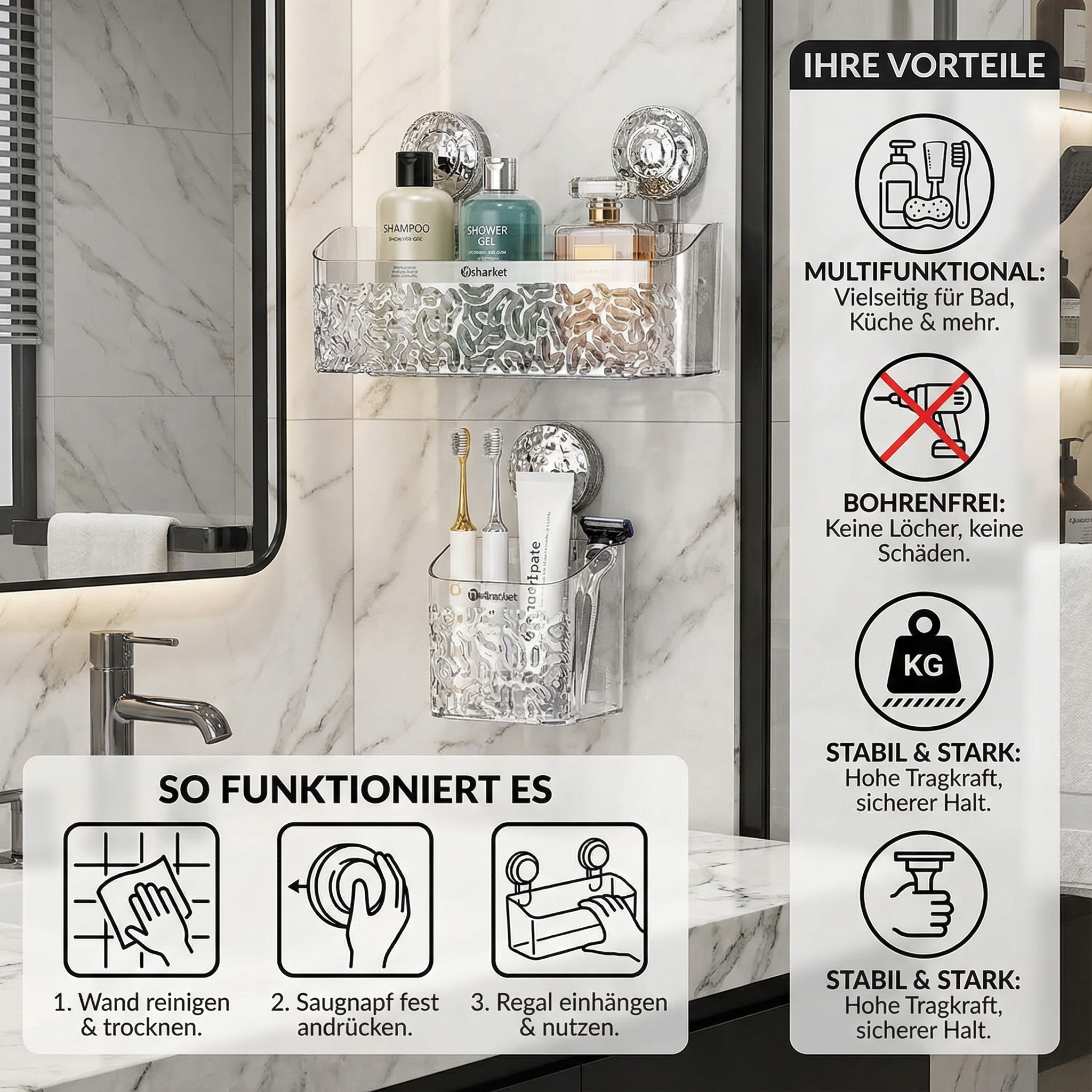 Saugnapf Badezimmer Regal