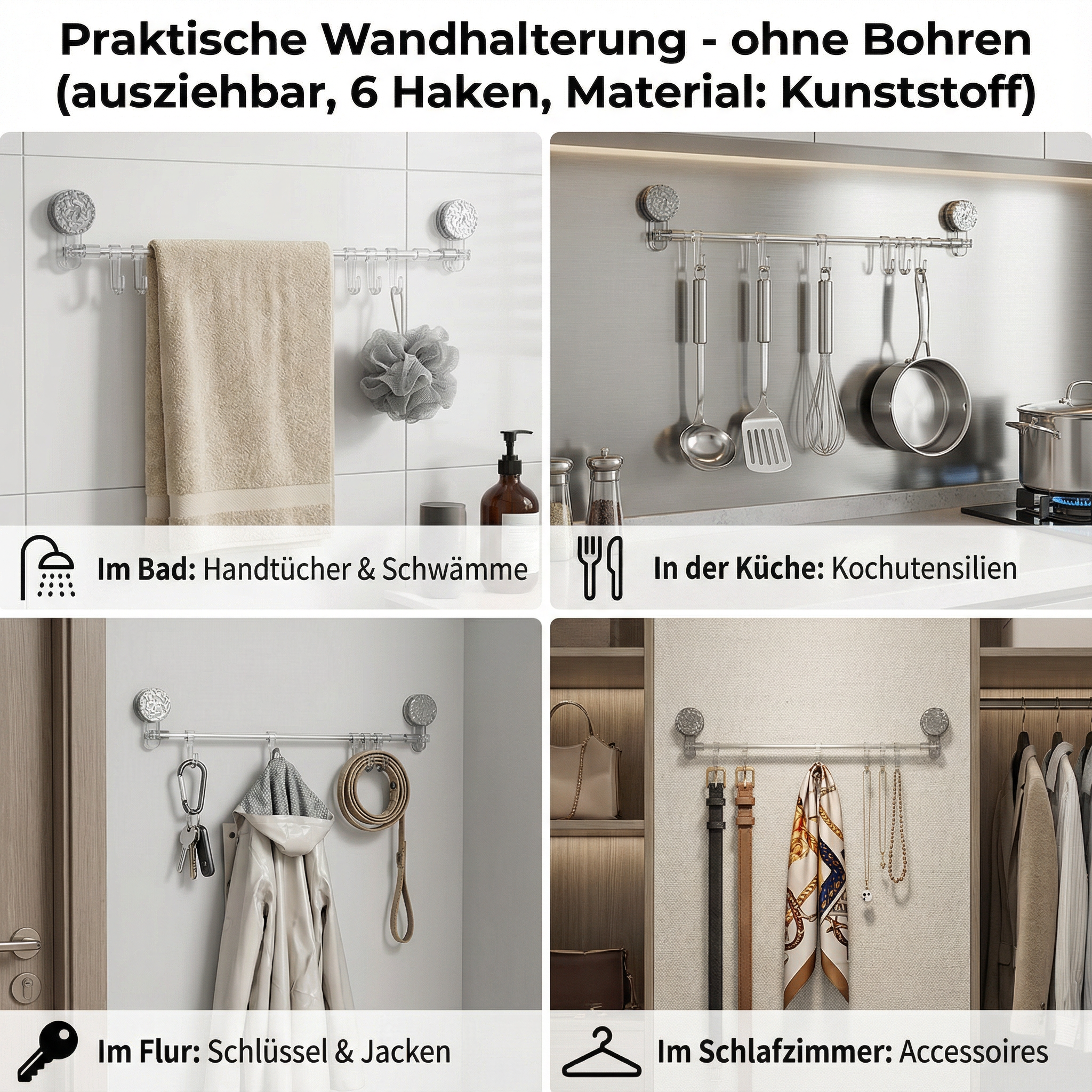 Praktische Wandhalterung - ohne Bohren