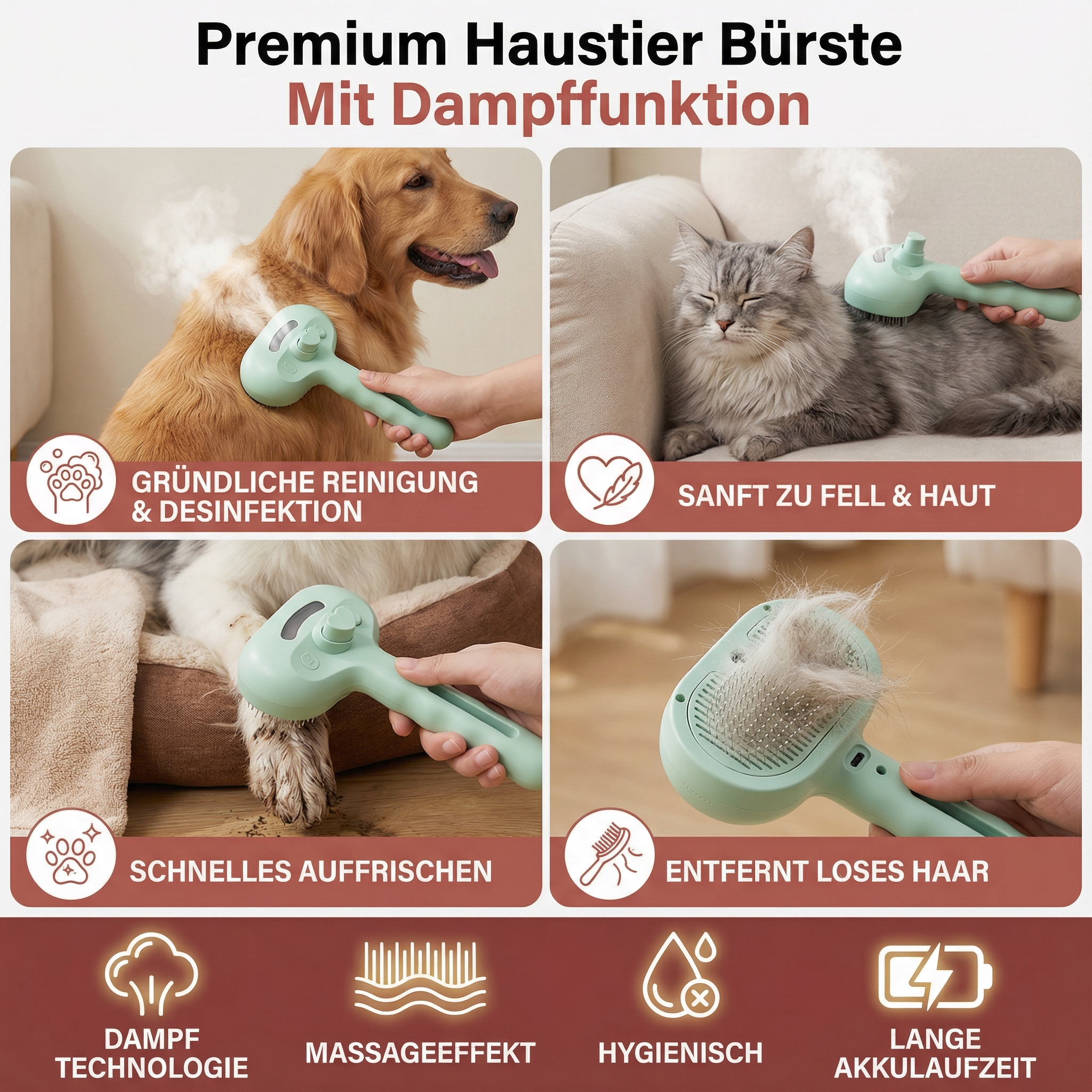 Premium Haustier Bürste Mit Dampffunktion