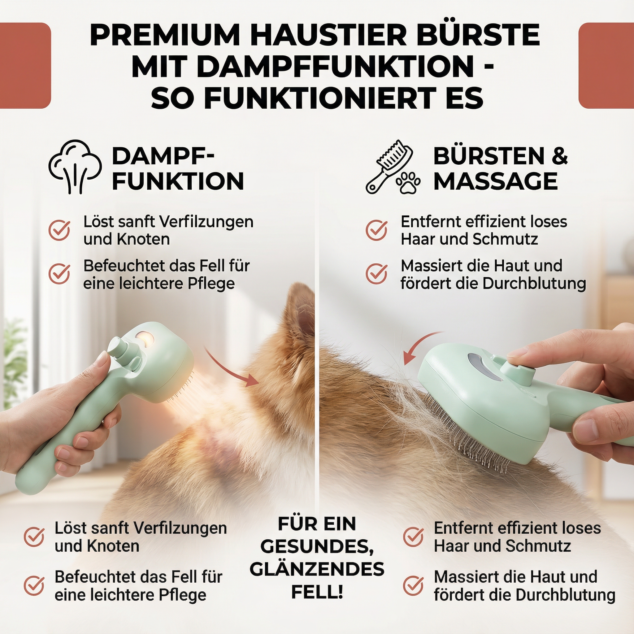 Premium Haustier Bürste Mit Dampffunktion