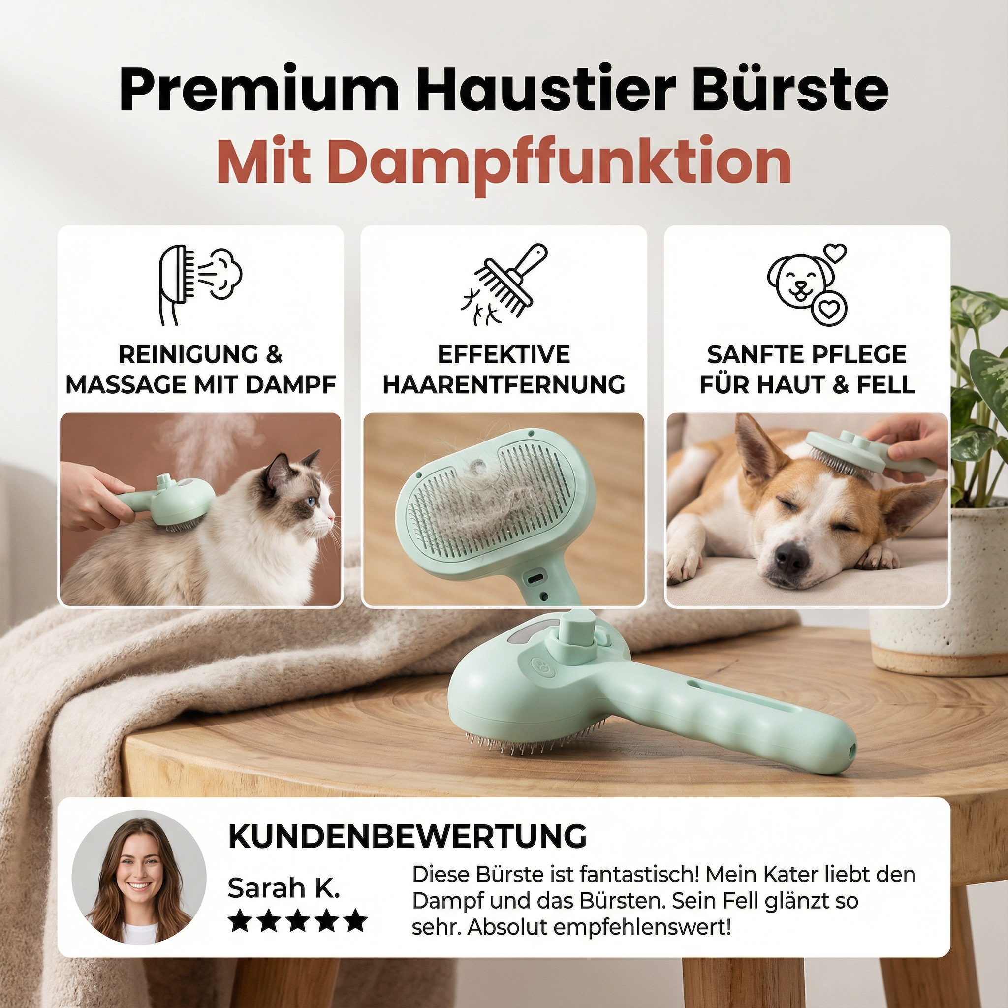 Premium Haustier Bürste Mit Dampffunktion
