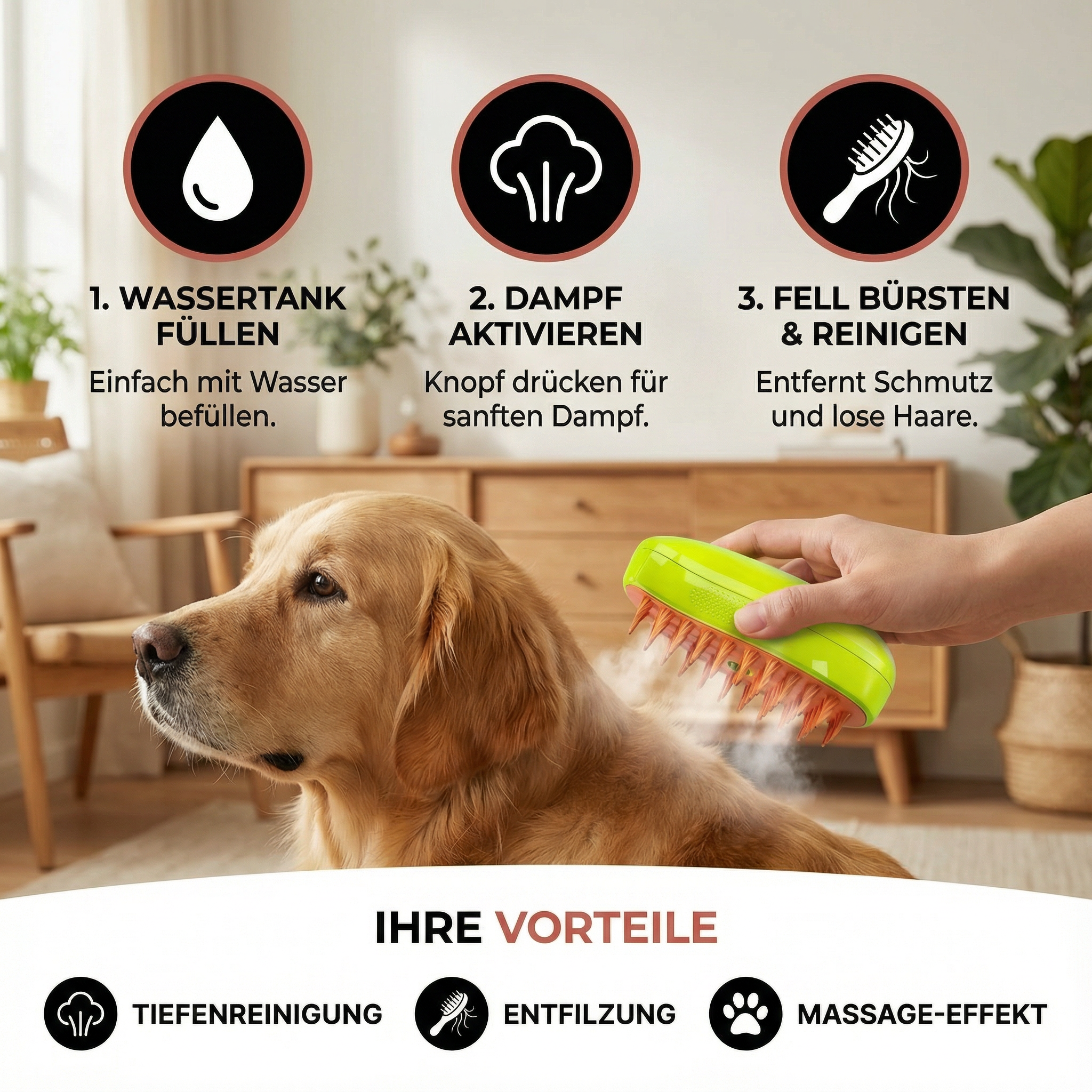 Dampfbürste für Hunde