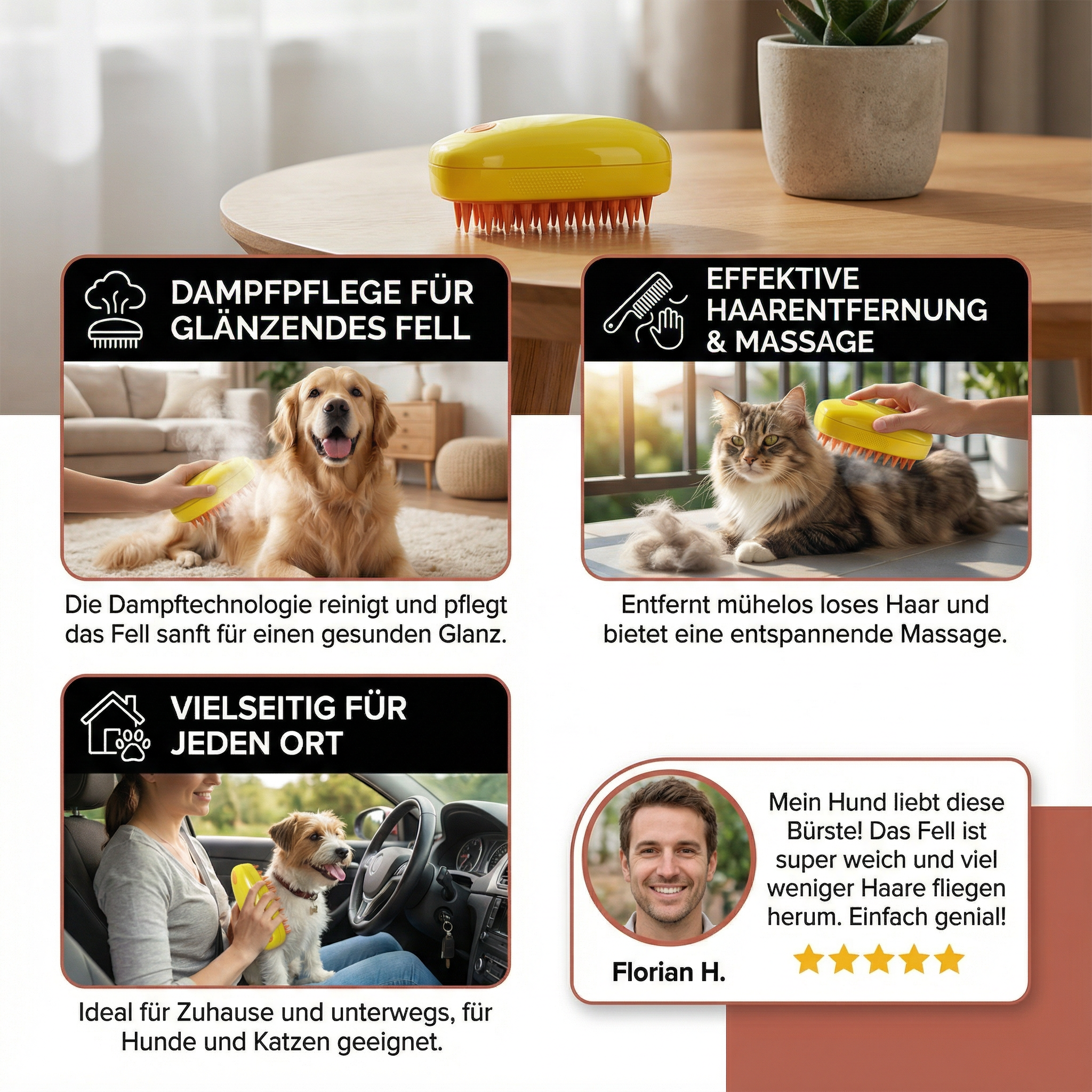 Dampfbürste für Haustiere