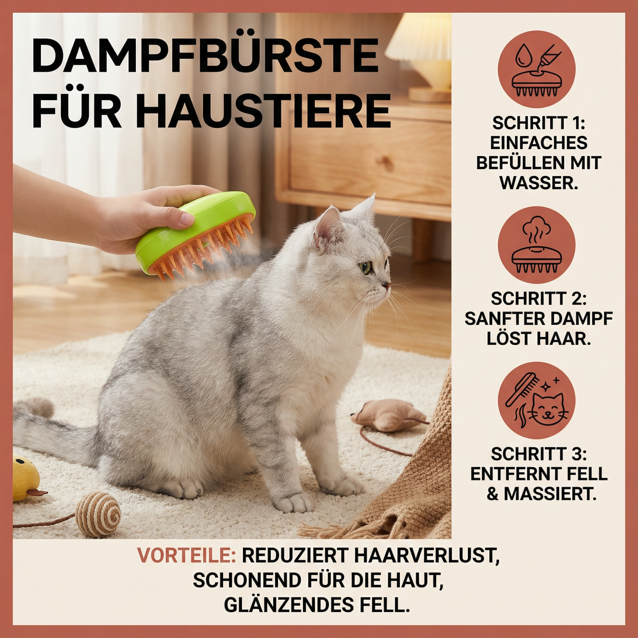 Dampfbürste für Haustiere