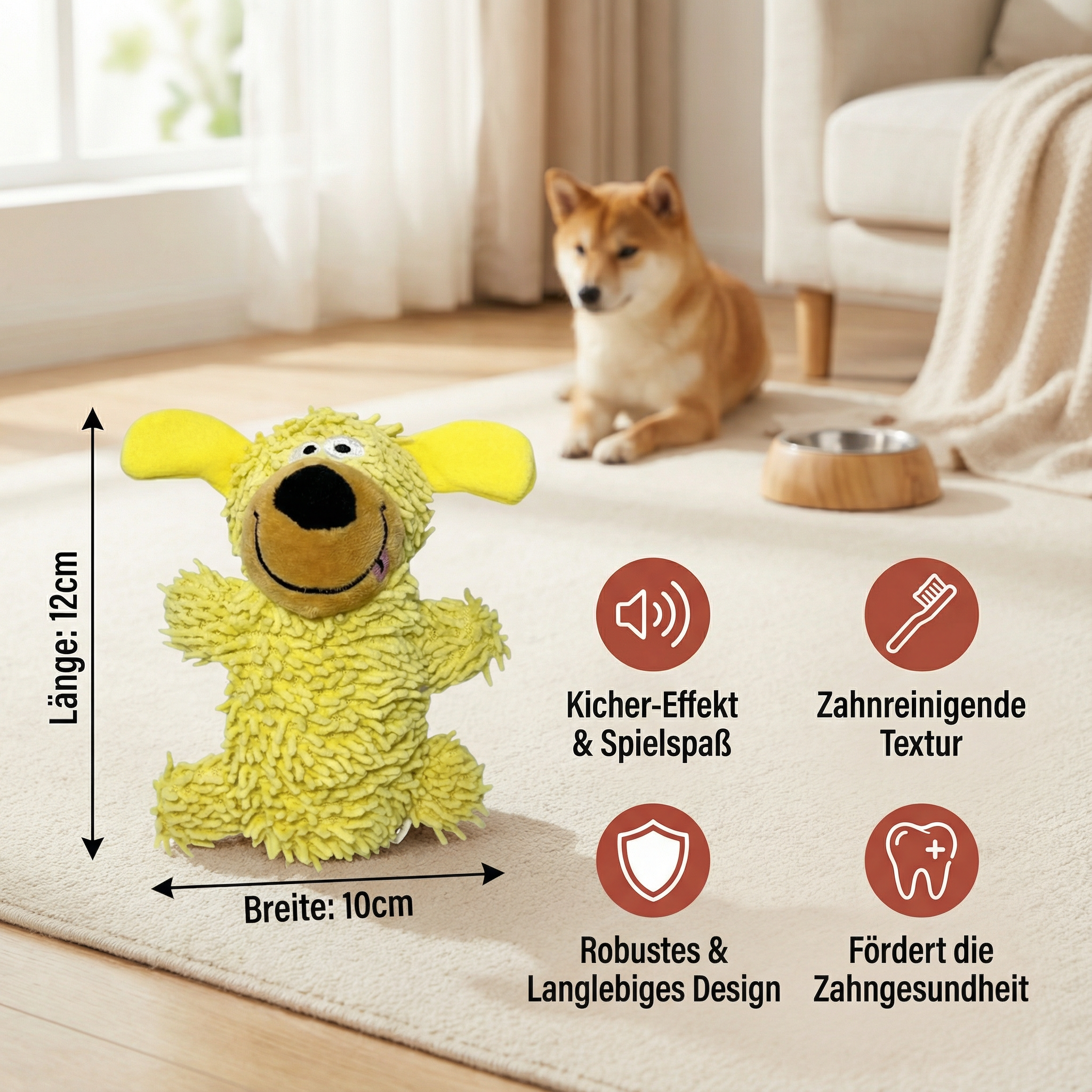 Kicherndes Zahnreinigungsspielzeug in Hundefarben