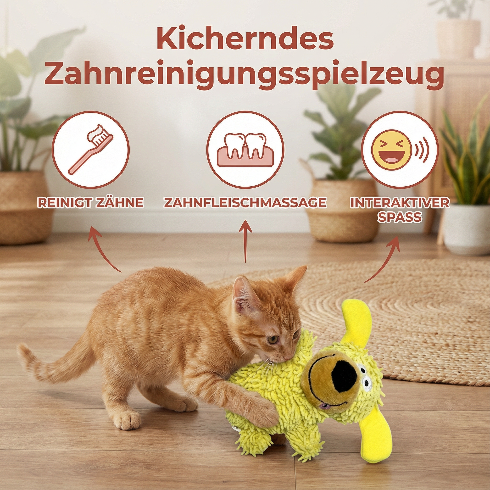 Kicherndes Zahnreinigungsspielzeug in Hundefarben