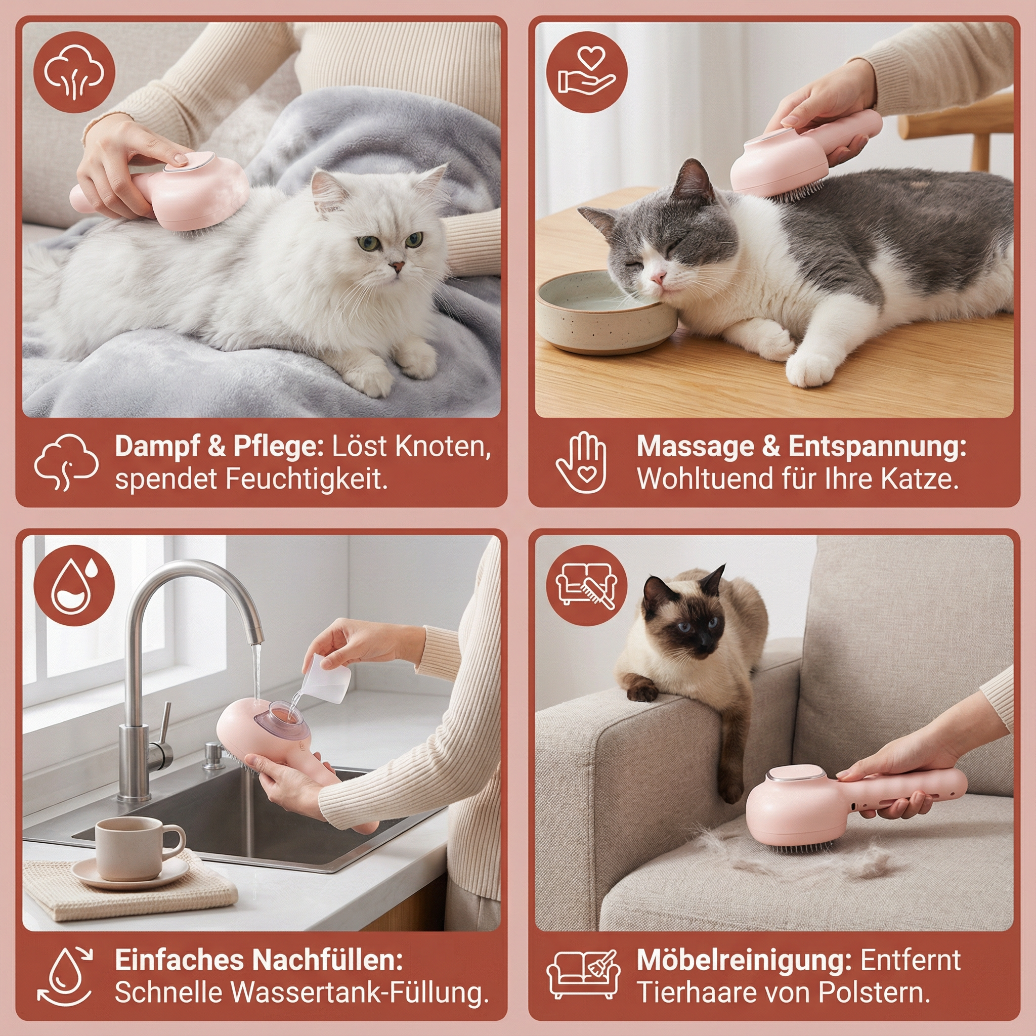 Premium Katzen Dampfbürste