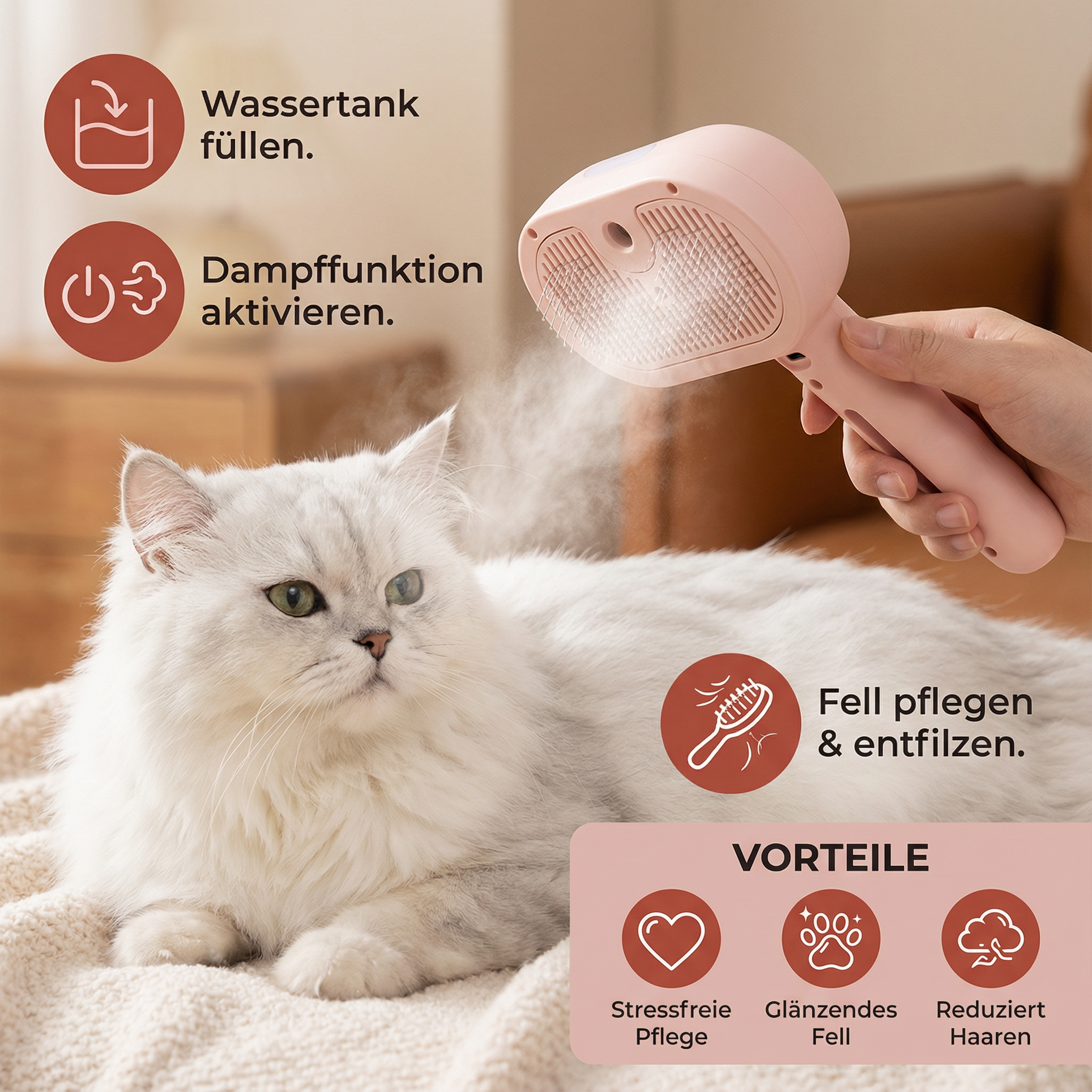 Premium Katzen Dampfbürste